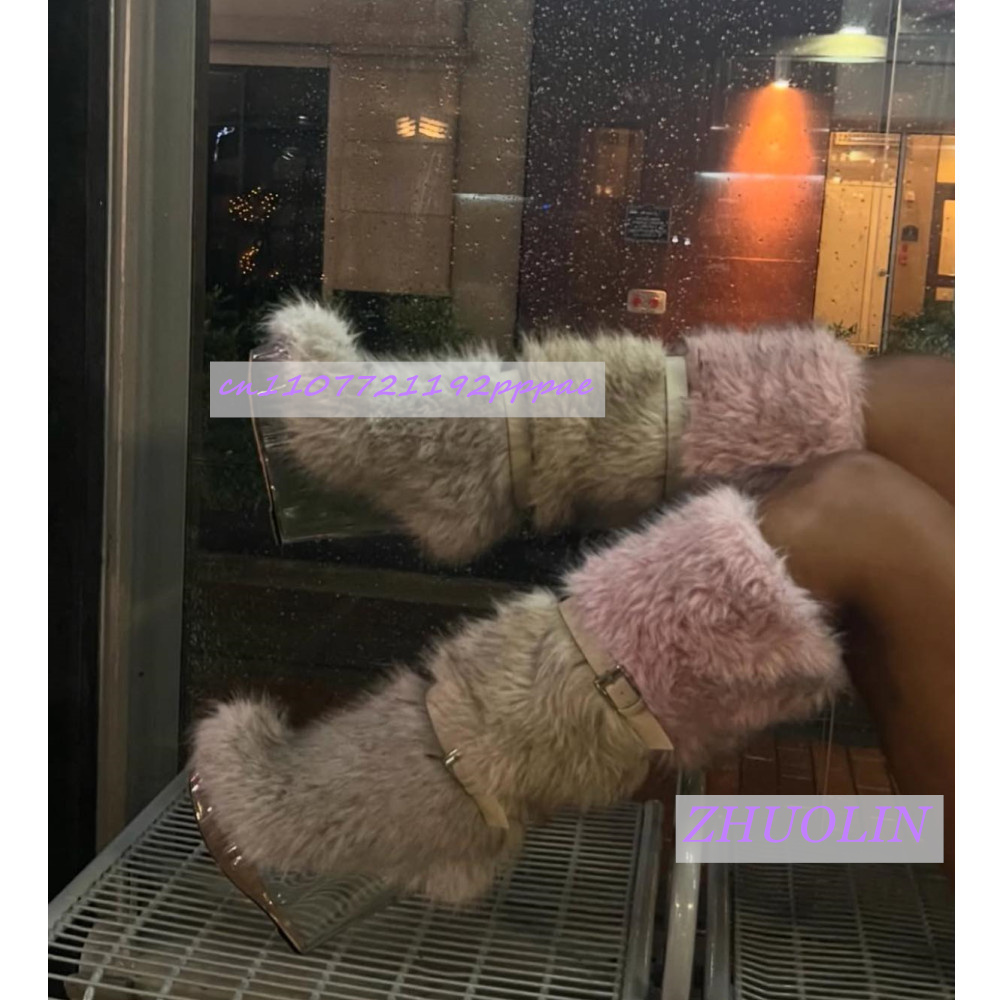 Waterproof Winter Boot - Stivali con zeppa trasparenti pelosi sfumati